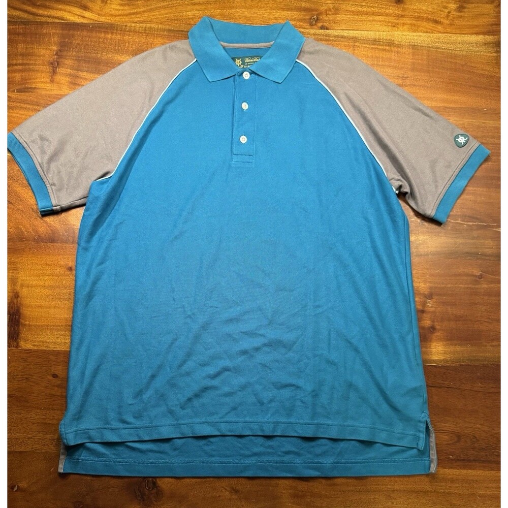 Brooks Brothers St Andrews Links Polo Shirt Mens Medium Blue Short Sleeve Golf